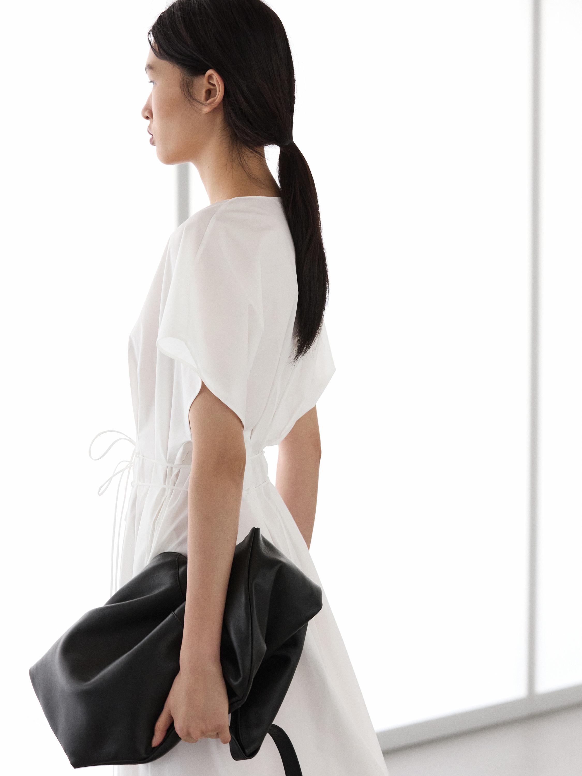 Poplin flounce midi dress